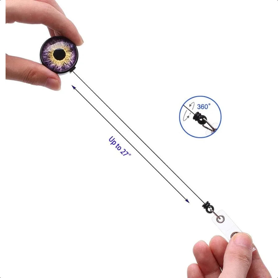 👁️ 5-Pack Animal Eyes Badge Reels – Retractable ID Card Holders with Assorted Iris Patterns & Durable Clips