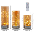 3-Piece Glass Flameless LED Candle Set – Battery-Powered Fairy Light Candles with Remote Control | Elegant Decorative Table Lamps