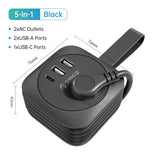 Orico Travel Power Strip – US Plug Extension Socket with 2 USB Ports & Type-C Fast Charge, Compact Multi-Outlet Adapter for Office & Travel