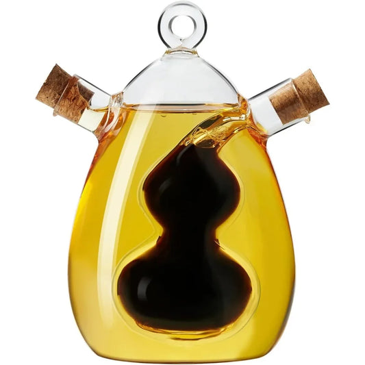 2-in-1 Oil & Vinegar Dispenser Bottle with Cork Stoppers – Olive Oil & Vinegar Cruet Set