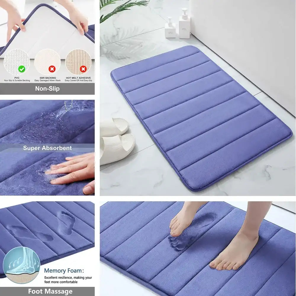 Super-Absorbent Memory Foam Bath Mat – Non-Slip Plush Bathroom Rug Floor Mat