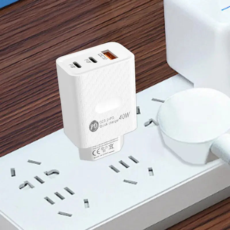 40W USB-C Travel Wall Charger – Fast Charging 3-Port Phone Charger Block & Type-C Adapter for Travel & Home Use