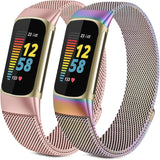 Chic Metallic Adjustable Stainless Steel Mesh Loop Replacement Straps (2-Pack) for Fitbit Charge 5 – Premium Style & Comfort