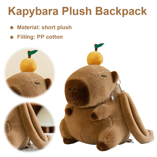 Plush Capybara Mini Backpack – Funny Anime Crossbody Bag for Girls | Soft Plush School Bag Gift for Kids & Children