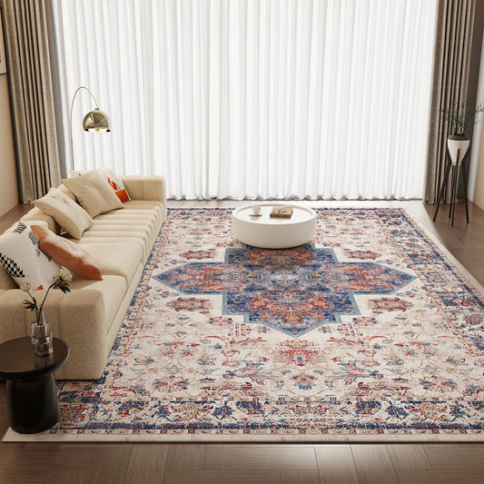 Retro Persian Sponge Carpet – Washable Non-Shedding Stain-Resistant Area Rug for Living Room & Home Décor