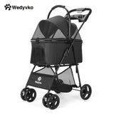 Wedyvko Luxury Detachable Pet Stroller & Rolling Carrier – Four-Wheeled Universal Dog Cart with Cup Holder and Travel Bag