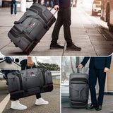 30″ Rolling Duffel Bag with Wheels & Telescopic Handle – Drop-Bottom Travel Handbag/Luggage Bag for Men & Women