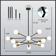 Modern Sputnik Linear LED Chandelier – 8/12 Light Pendant Ceiling Fixture for Stylish Home Interiors