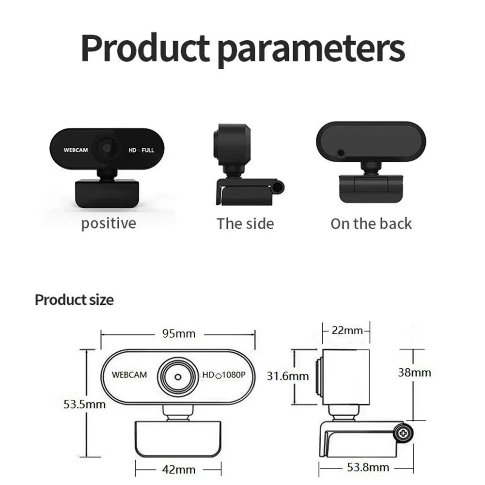 USB HD Webcam – 1080p/2K Autofocus Web Camera with Microphone, Plug & Play for PC, Laptop & Desktop