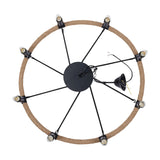 31.5 Inch 8-Light Wagon Wheel Chandelier – Rustic Farmhouse Metal Round Pendant Lighting Fixture