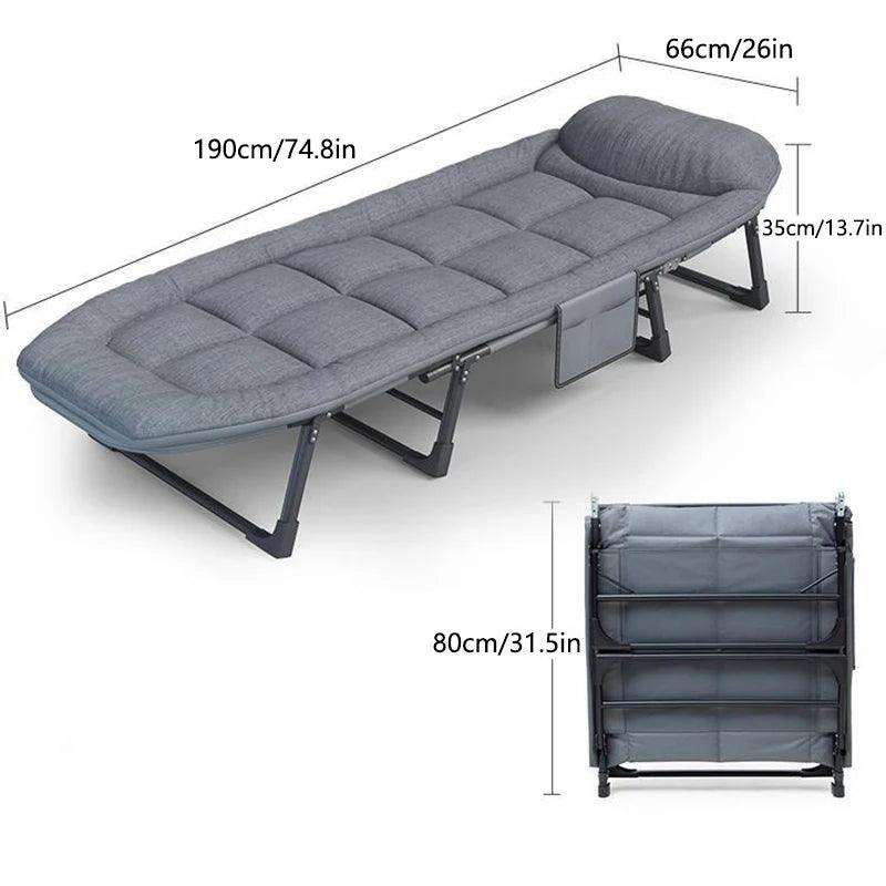 Niceway 6 Adjustable Positions Camping Cot with Mattress & Pillow for Adults 550LBS Heavy Duty Sleeping Cot Outdoor Folding Bed - PulinGO