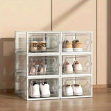 12 Pc / 24 Pc Large Capacity Modular Space-Saving Shoe Box, Transparent Plastic Stackable with Lid, Sneaker Display Box, B - PulinGO