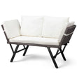 “Outdoor Rattan Sofa – Convertible Daybed or Double Chair with Adjustable Armrests, Cushions & Pillows for Patio & Garden”