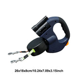 Double-Headed Retractable Dog Leash with LED Light – 360° Swivel Dual Pet Walking Leash for 2 Dogs