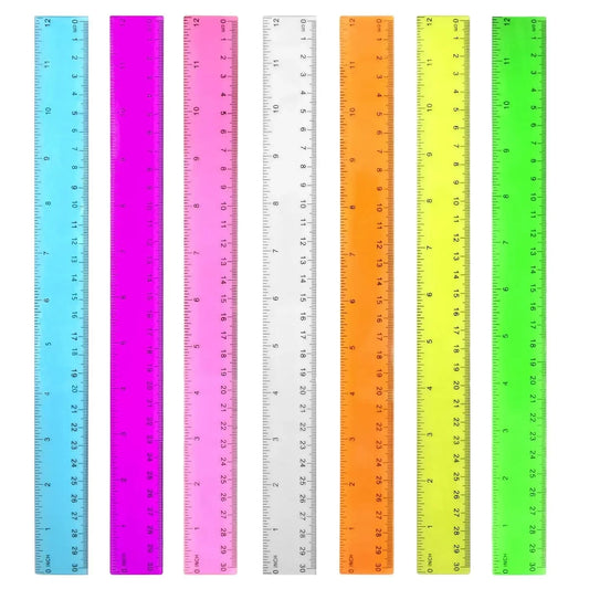 Colorful Transparent Plastic Rulers – 7-Pack School Ruler Set
