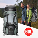 60L Internal Frame Hiking Backpack with Rain Cover – Large Capacity Outdoor Adventure Pack