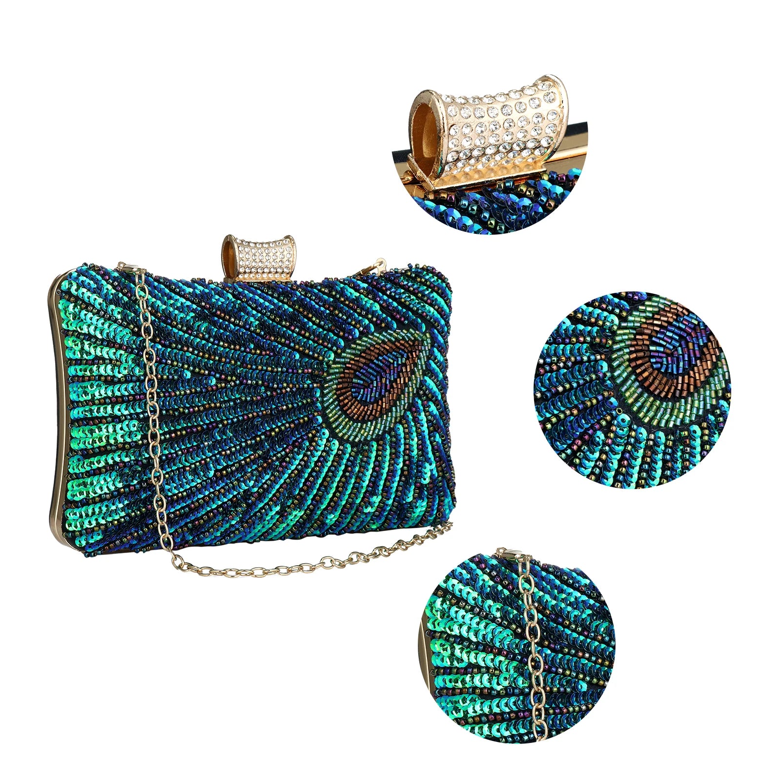Retro Flicker Evening Banquet Clutch Bag for Women – Chain Crossbody Prom & Party Shoulder Purse