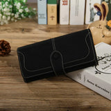 Women’s Faux Suede Long Wallet – Folding Buckle Purse with Phone Pocket, Card Holder & Elegant Clutch Gift Bag