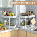 2-Tier Sliding Under-Sink Organizer with Hooks & Hanging Cup – Cabinet Storage Rack for Bathroom & Kitchen