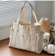 Large-capacity canvas tote bag – student & college style shoulder handbag, work commuting book bag for school, office & daily use