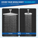 Rain Shower Head – 12″ Square High-Pressure Rainfall Shower with Adjustable Brass Joint