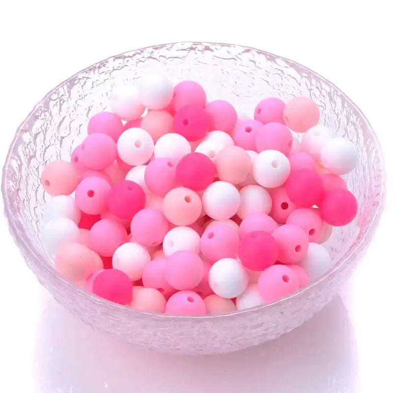 100-Piece 12 mm Silicone Beads Set for Baby Teething & Pacifier Chain – BPA-Free Chewable DIY Accessory