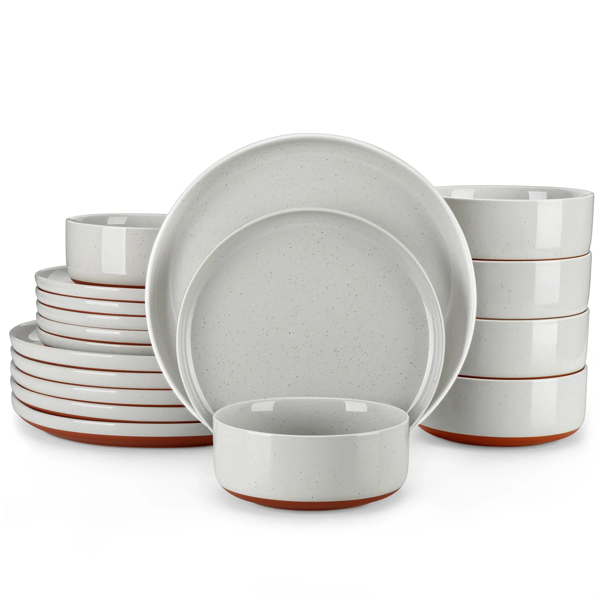 MALACASA Tara 18-Piece Stoneware Dinnerware Set – Rustic Modern Tableware for 6