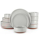 MALACASA Tara 18-Piece Stoneware Dinnerware Set – Rustic Modern Tableware for 6