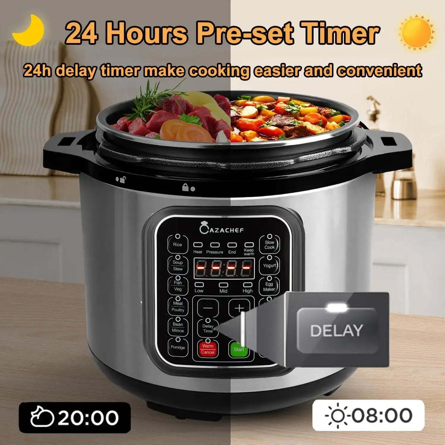 8 QT Stainless Steel Electric Pressure Cooker – 14-in-1 Multi-Function Rice & Slow Cooker with Temperature Control 🍲