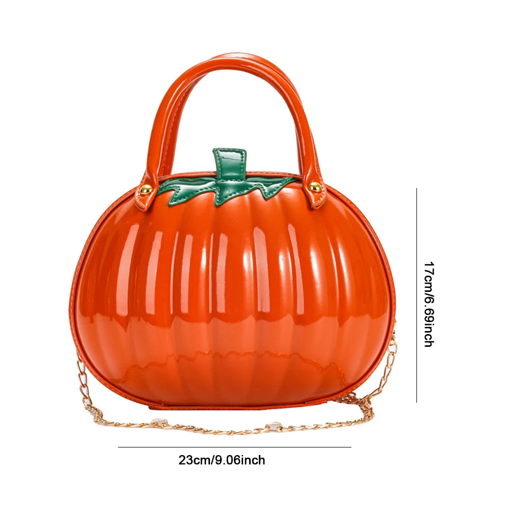 Pumpkin Shape Leather Top-Handle Handbag – Waterproof Cute Shoulder Bag 🎃