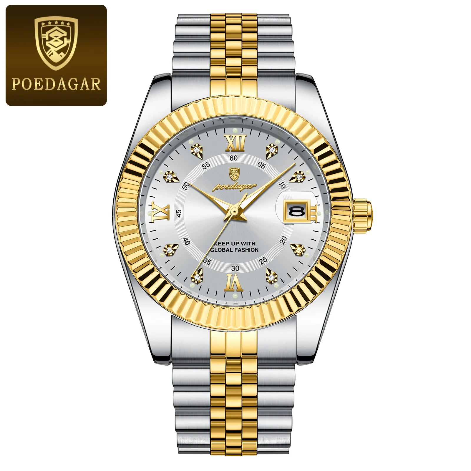 POEDAGAR Luxury Sport Men’s Watch – Waterproof Stainless Steel Quartz Wristwatch with Date & Luminous Display