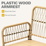 “Outdoor Loveseat Patio Wicker Furniture Set – Beige Cushioned 2-Seat Sofa with Adjustable Feet for Garden, Balcony & Porch”