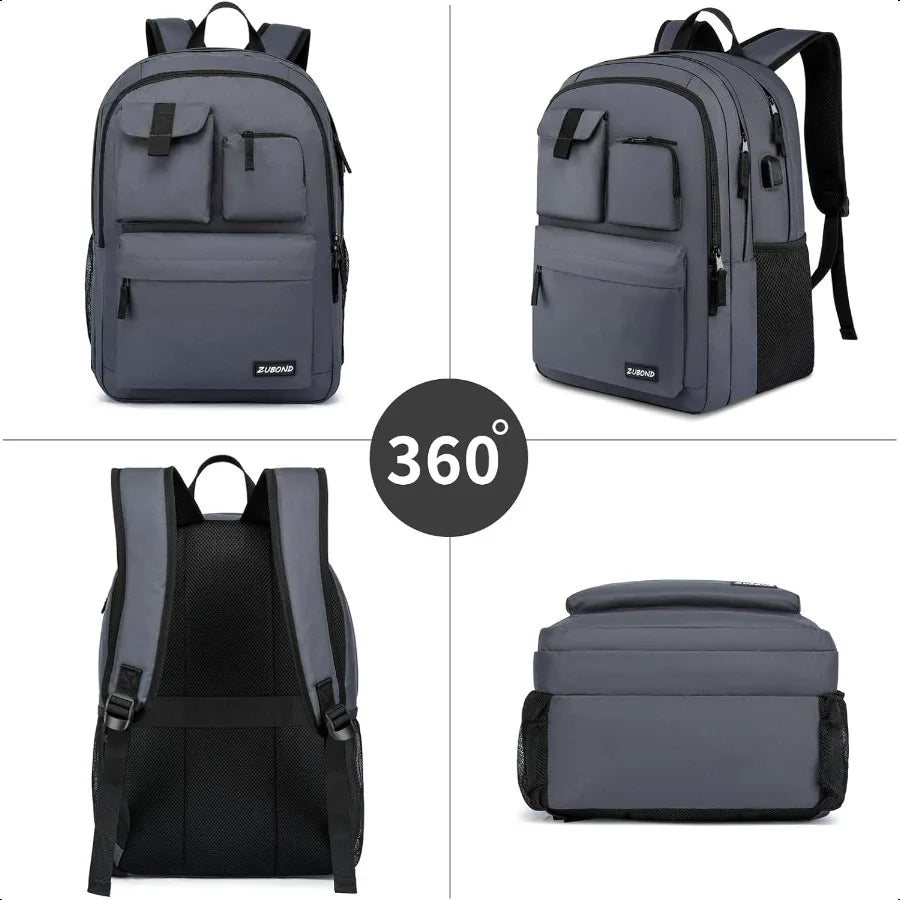 Unisex 15.6" Laptop Backpack – School Bookbag for Teen Boys & Girls | USB Charging Student Daypack