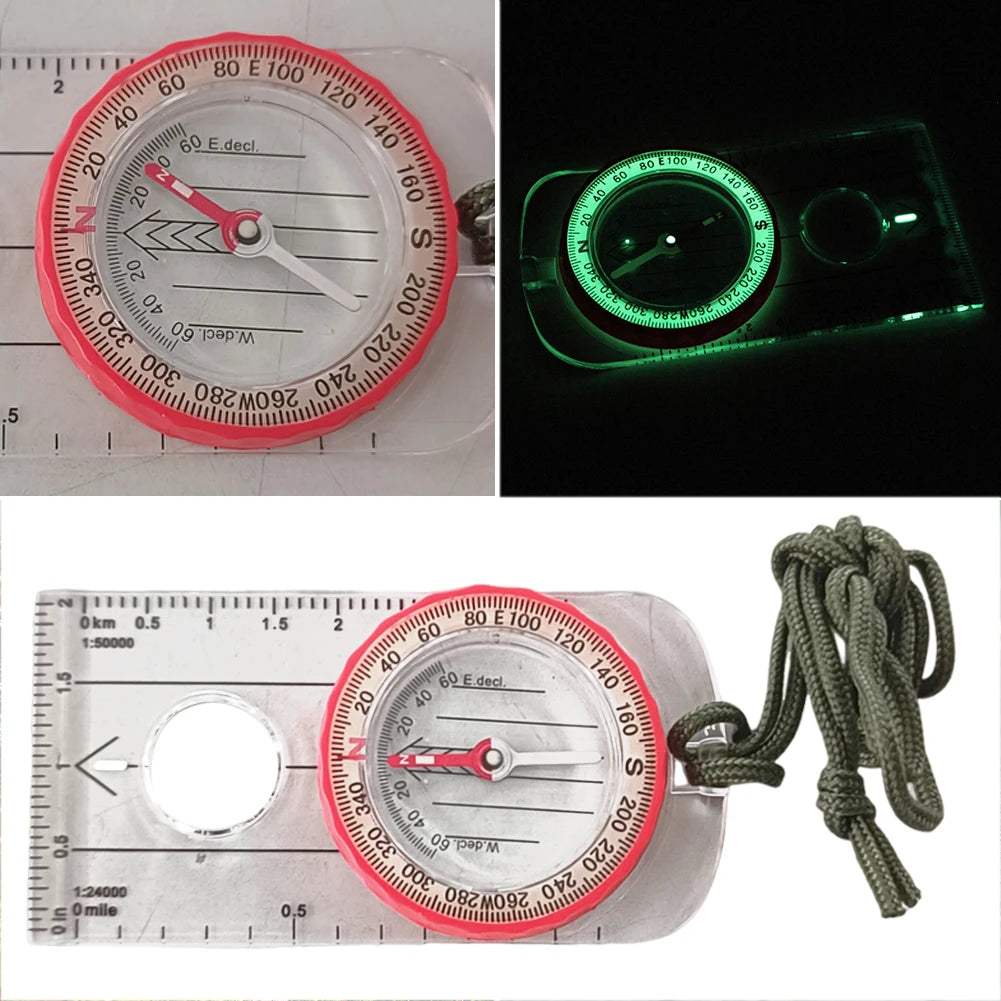 Luminous Waterproof Compass – High-Accuracy Outdoor Navigation Tool with Magnifier for Hiking & Survival 🧭💡