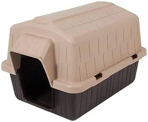 Petmate Barnhome 3 Plastic Outdoor Dog House – Durable Shelter for Small Pets (15–25 lbs), Tan