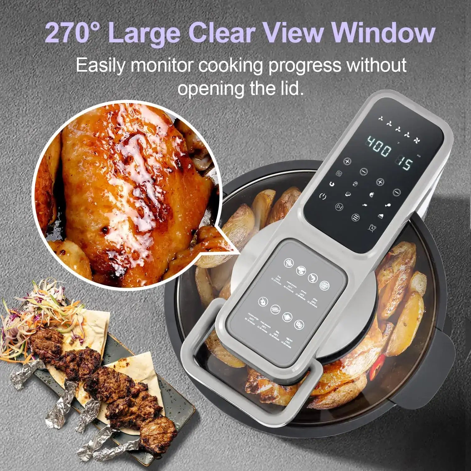 8.5 QT Large Capacity Air Fryer with Clear-View Window – Family Size Non-Stick Basket