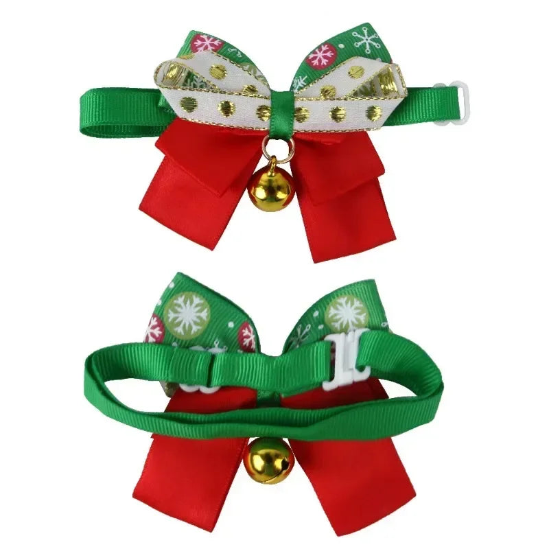 New Year & Christmas Pet Collar with Bell – Cute Bow Tie Collar for Cats, Kittens, Puppies & Small Dogs