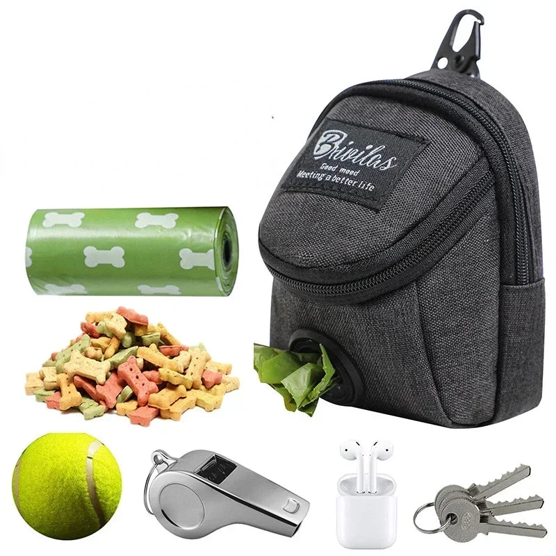 Portable Dog Treat Pouch & Training Bag – Multifunction Travel Bag with Poop Bag Dispenser for Outdoor Pet Training & Walks