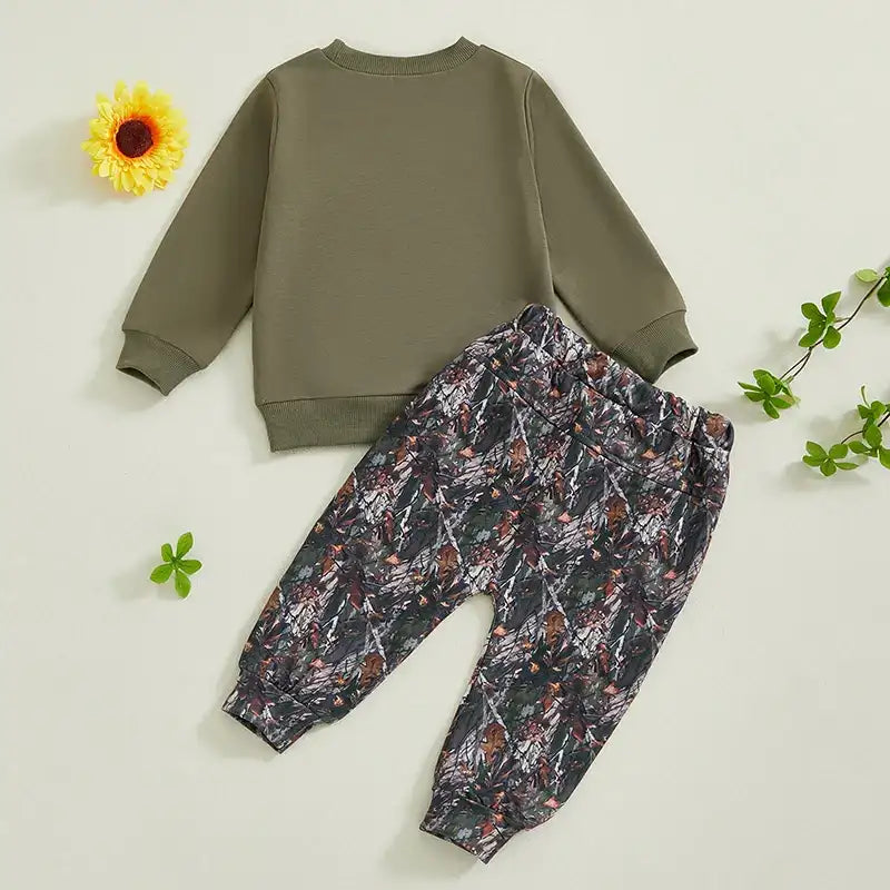 Wild Duck Embroidered 2-Piece Sweatshirt & Pants Set for Toddler Boys