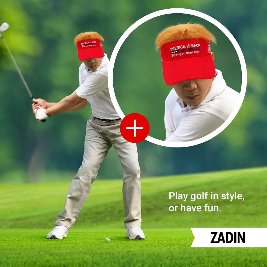 Zadin “Official President Donald T.” Hair-Visor Patriotic Adjustable Cap – Unisex