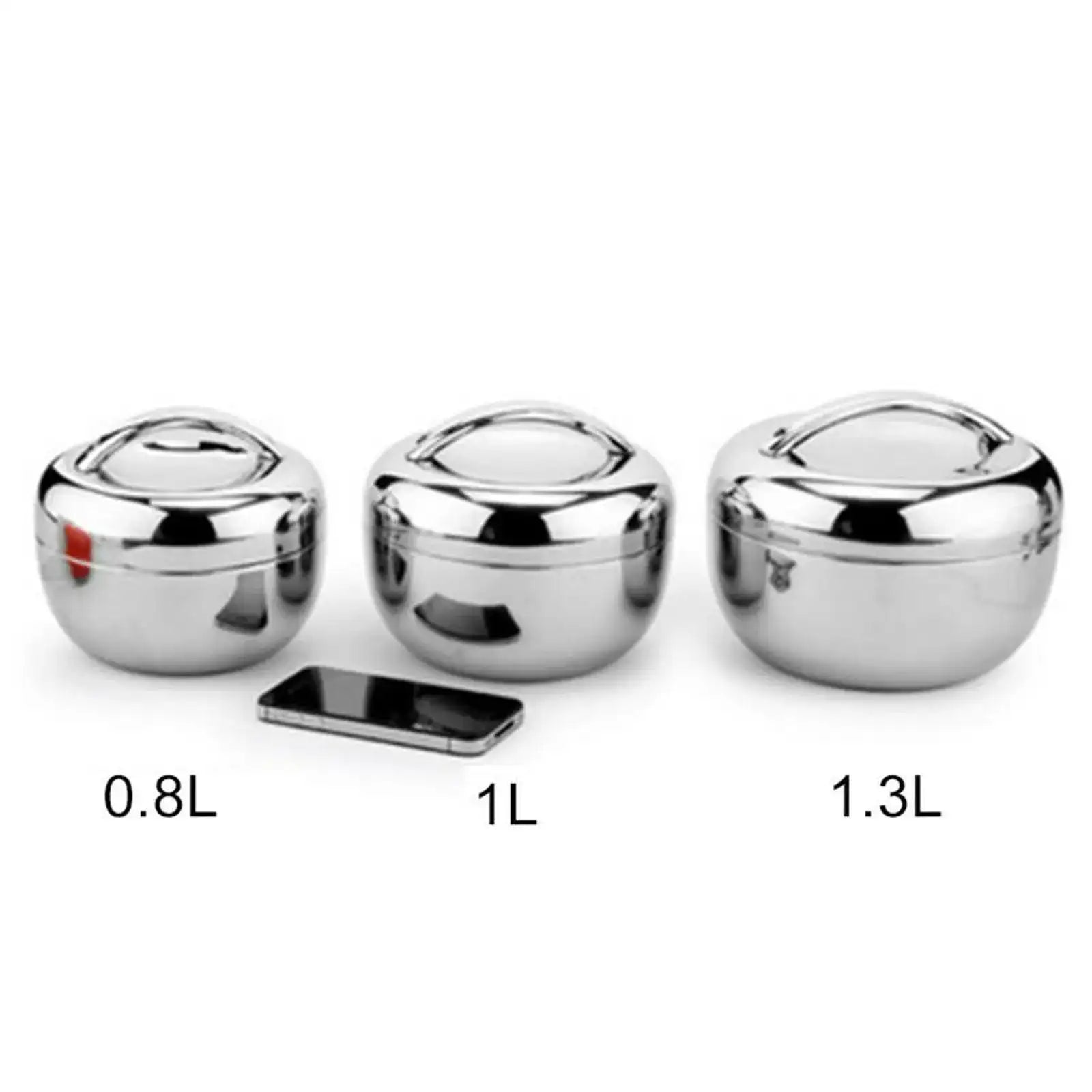 Portable Stainless Steel Thermo-Insulated Food Container – Round Bento Lunch Box (SCVD889)