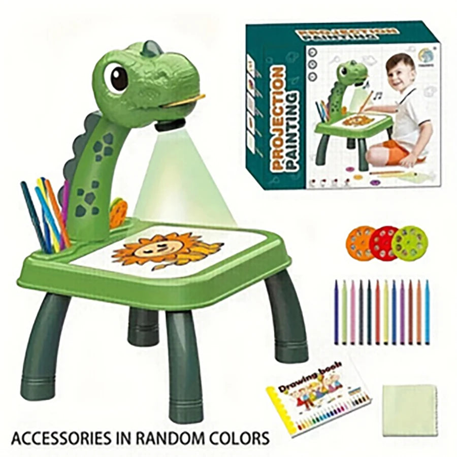 Dinosaur Painting Projector & Drawing Board Toy – Puzzle-Art Set for Kids & Girls (Hands-On Creativity Gift)