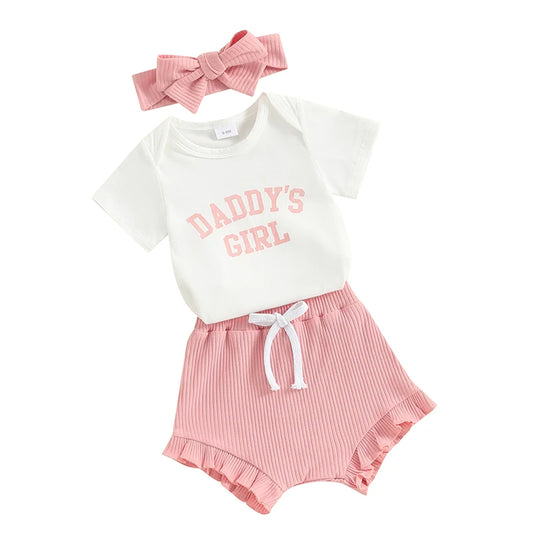Toddler Girls 2-Piece Summer Outfit – Sleeveless Floral Print Top, Ruffle Shorts & Matching Headband Set for Baby Girls