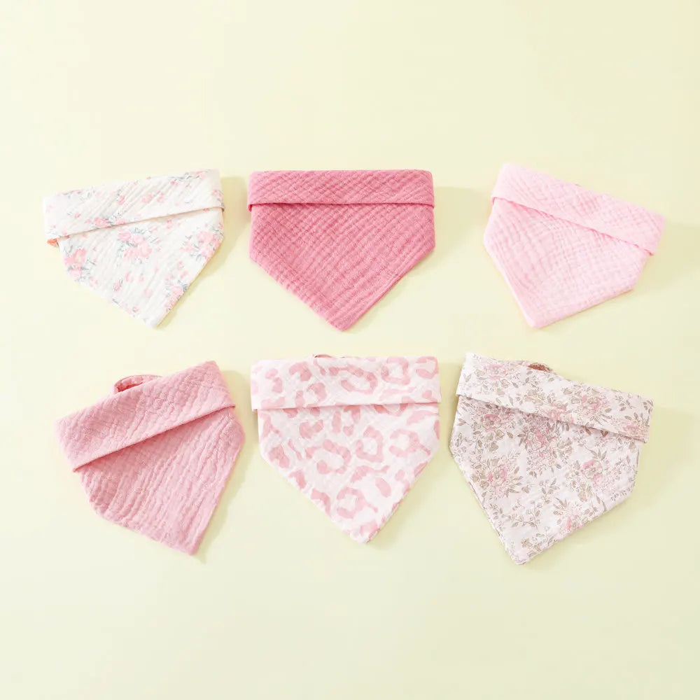 6-Piece Baby Bibs Set – Soft Cotton Muslin Gauze Burp Cloths | 2-Layer Feeding & Drool Towels for Newborns