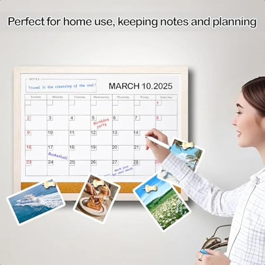 Dry Erase Calendar Whiteboard – 17×13″ Magnetic Reusable Monthly Planner for Home, Office & Classroom