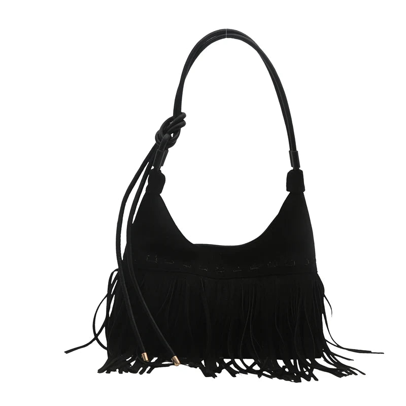 Vintage Fringe Shoulder Bag – Fashion Suede Crossbody Tote with Tassels for Women’s Work, Shopping & Travel 👜✨