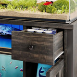 55-75 Gallon Dark Oak Aquarium Stand with RGB LED Lighting, Power Outlets, USB Ports & Storage Cabinet