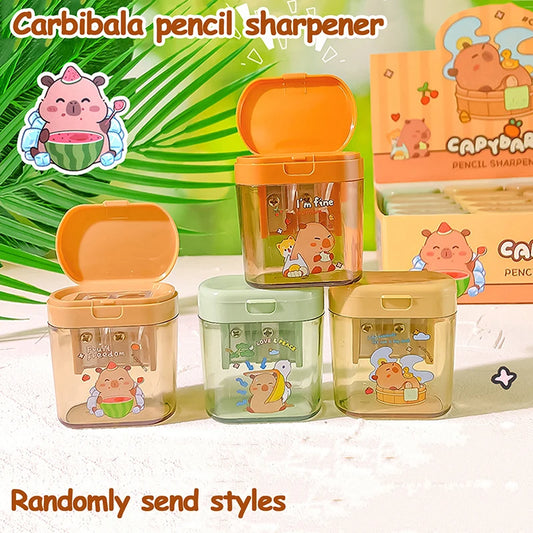Cartoon Capybara Double Hole Pencil Sharpener – Portable Cute Manual Stationery Tool