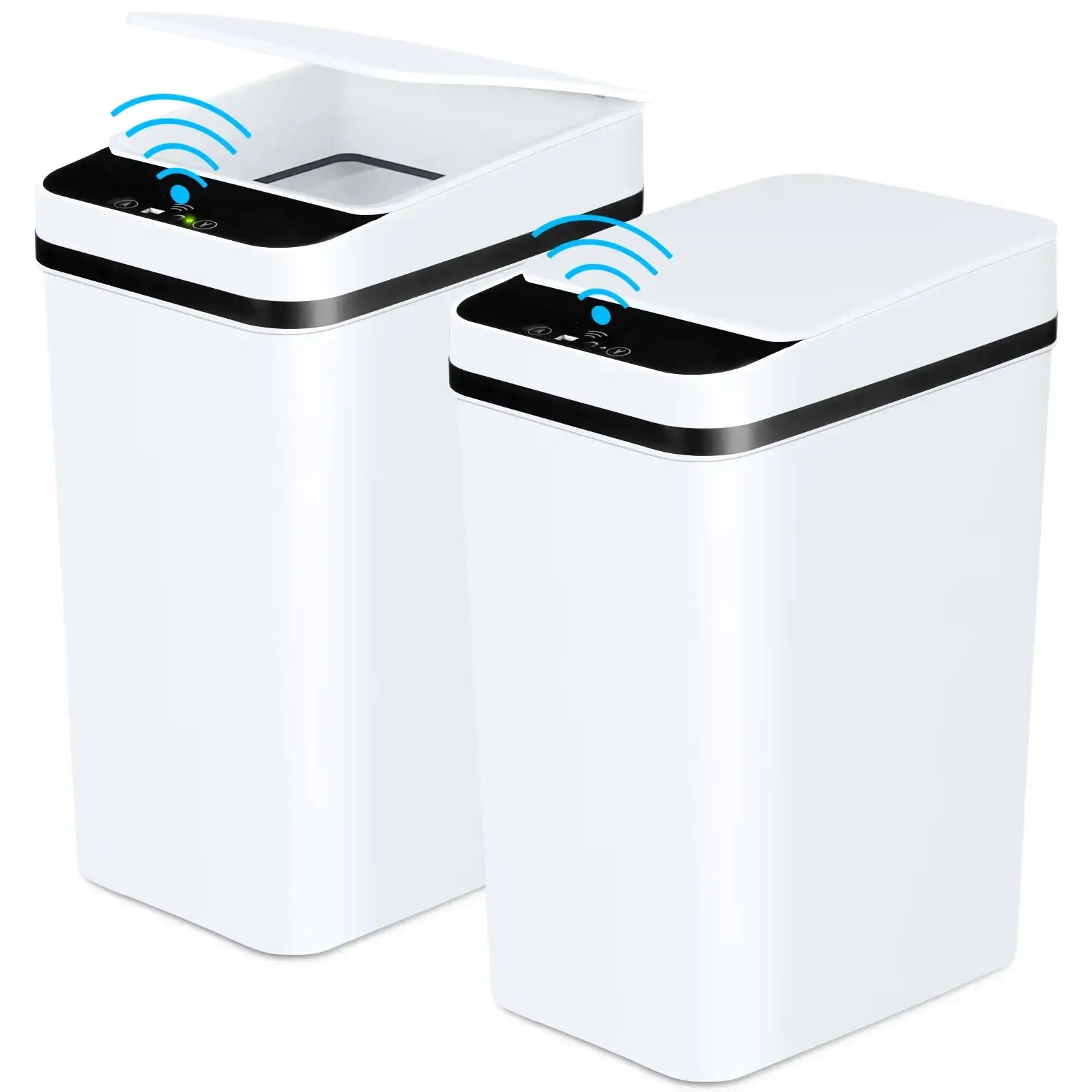 “2-Pack 12L Automatic Trash Cans – Touchless Motion Sensor Slim Bins with Lids for Bathroom, Bedroom, Office & Living Room (White)”