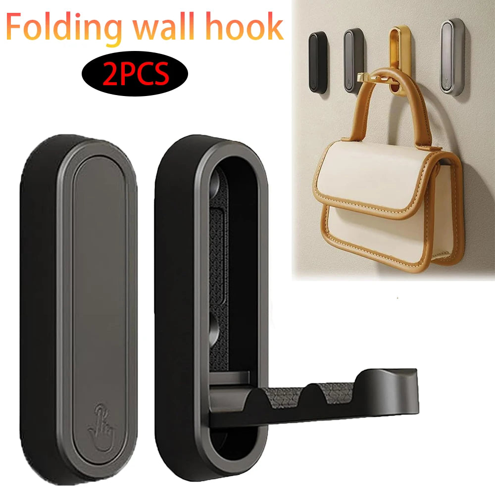 Heavy‑Duty Self‑Adhesive Wall Hooks (2‑Pack) – Matte Black Metal No-Drill Towel & Coat Holders